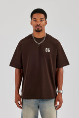 Cherub Back Print Oversized T-Shirt - Chocolate