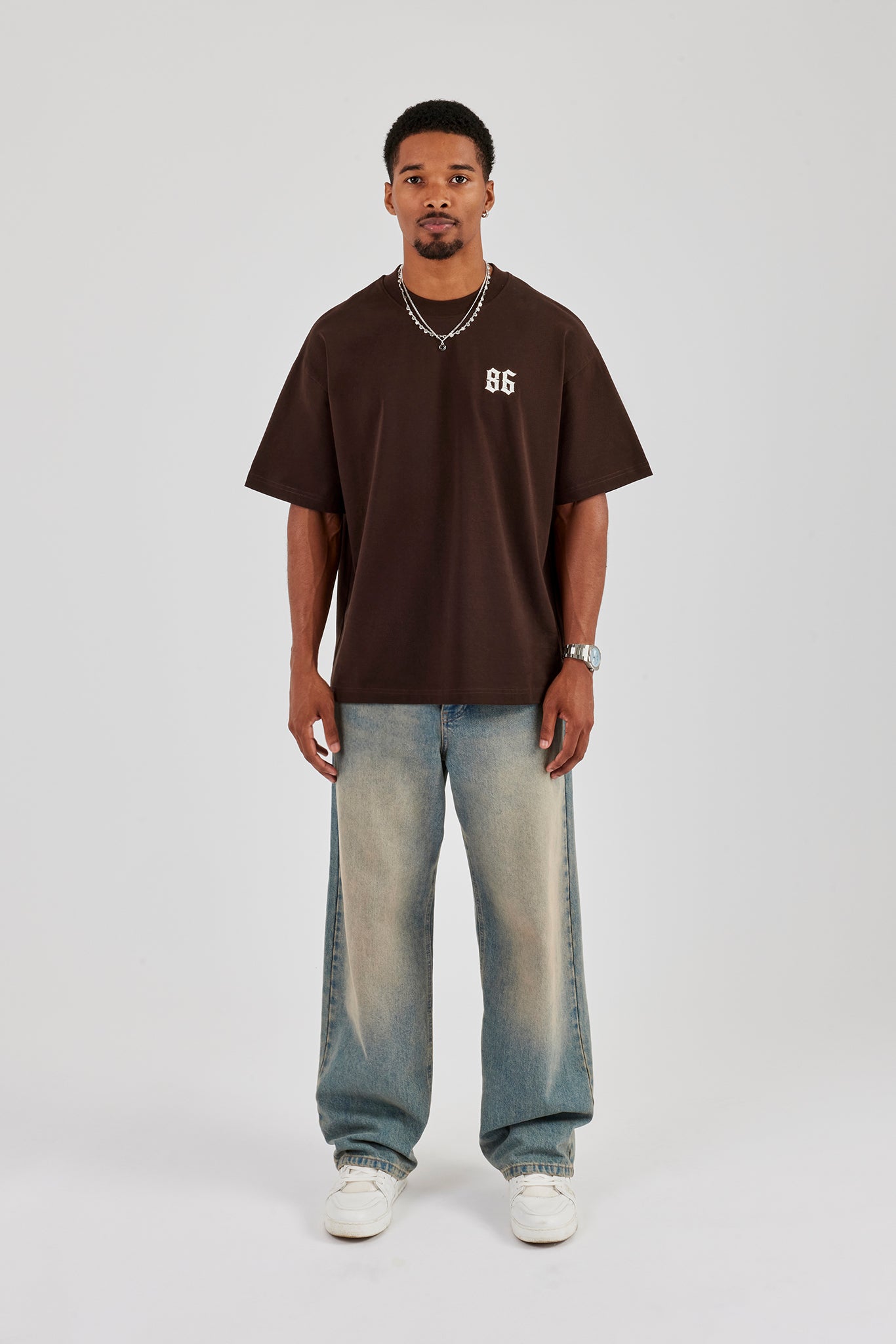 Cherub Back Print Oversized T-Shirt - Chocolate