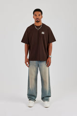 Cherub Back Print Oversized T-Shirt - Chocolate