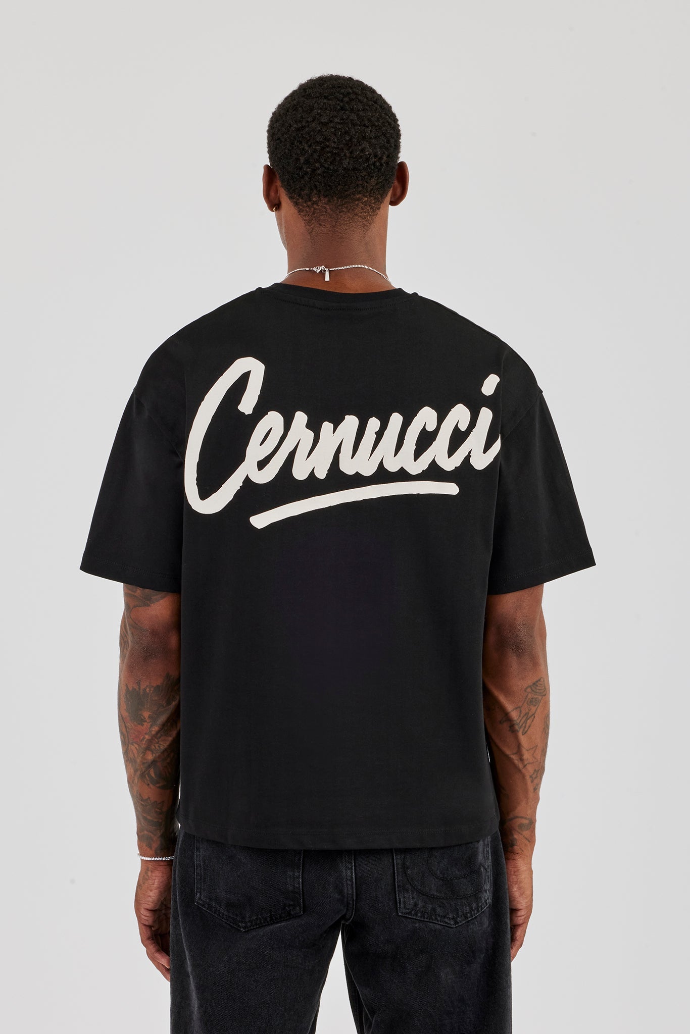 Cernucci Script Back Print T-Shirt - Black