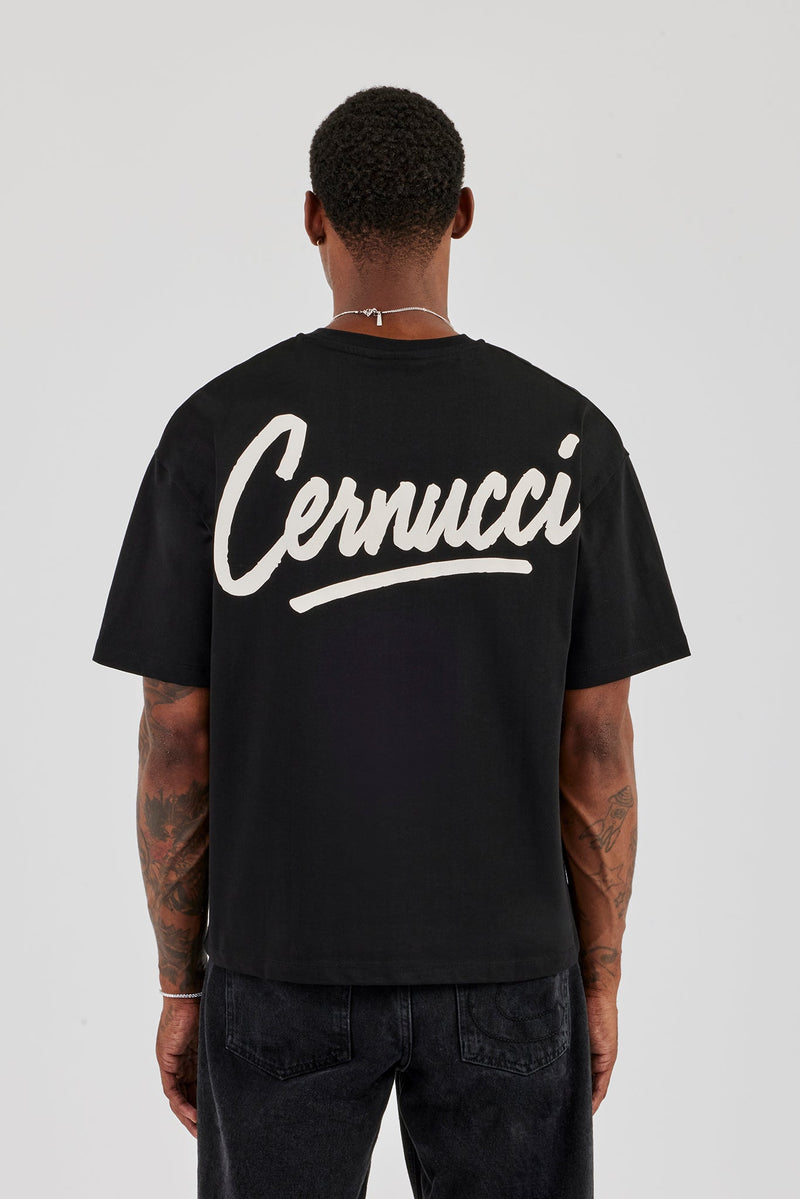 Cernucci Script Back Print T-Shirt - Black