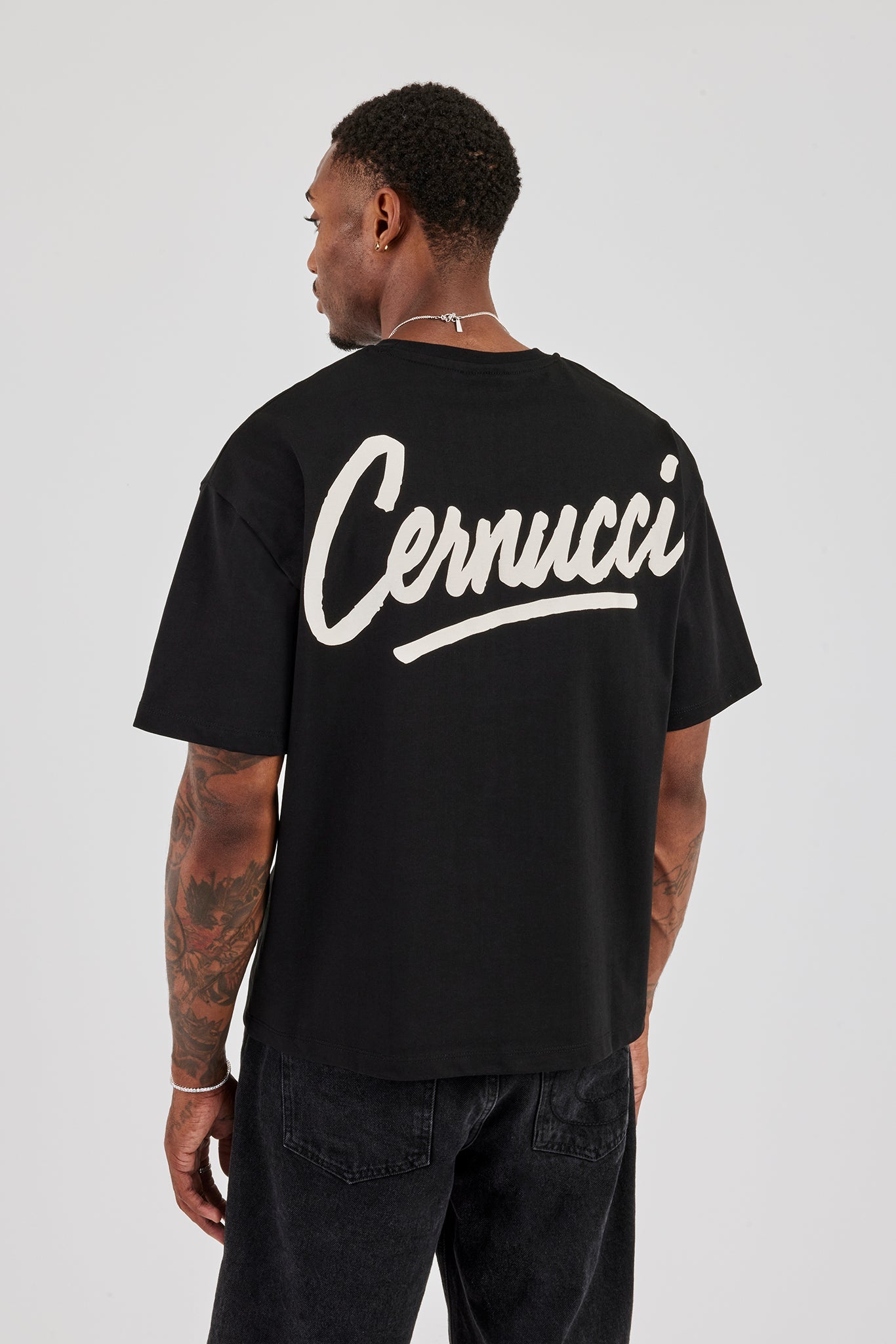 Cernucci Script Back Print T-Shirt - Black | Mens Tees & Vests