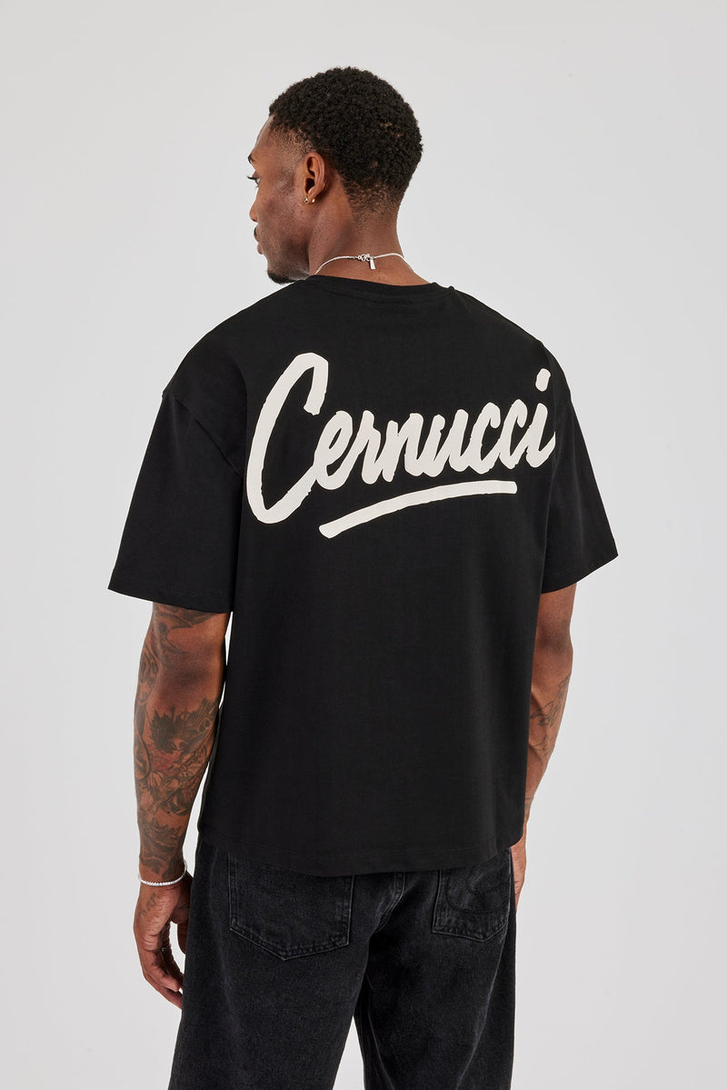 Cernucci Script Back Print T-Shirt - Black
