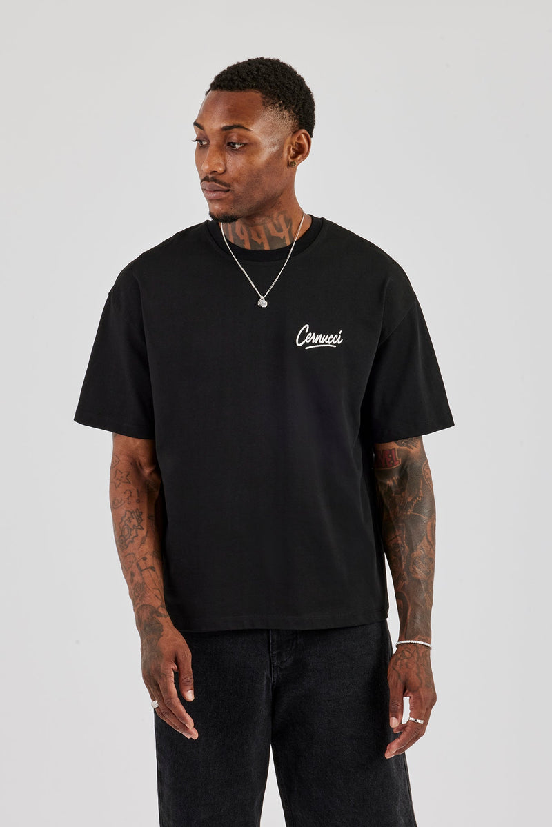 Cernucci Script Back Print T-Shirt - Black