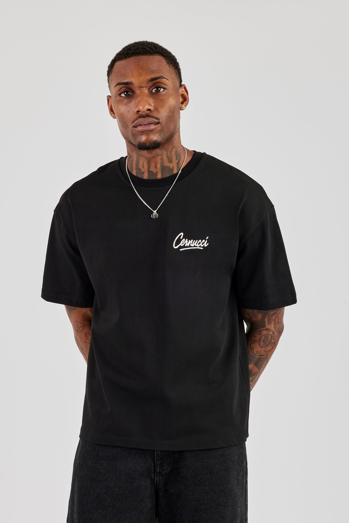Cernucci Script Back Print T-Shirt - Black | Mens Tees & Vests