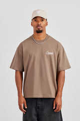 Cernucci Script Back Print T-Shirt - Taupe