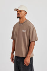 Cernucci Script Back Print T-Shirt - Taupe