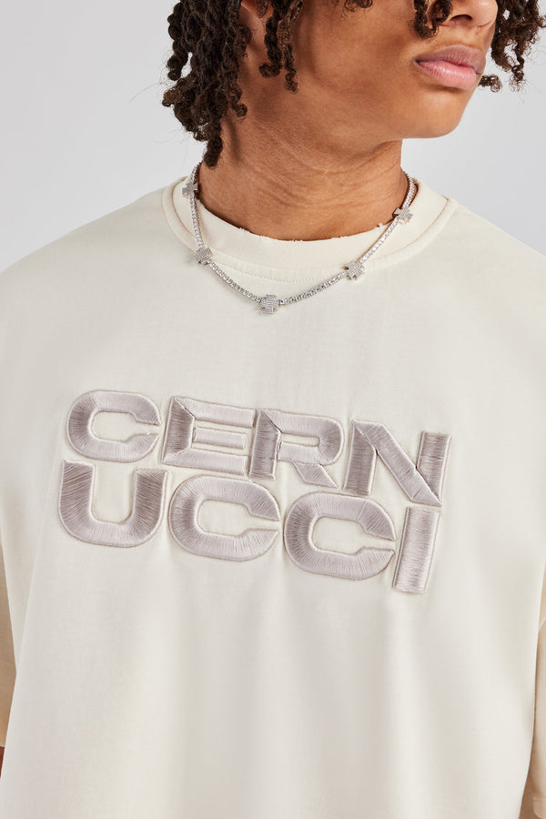 Cernucci Embroidered Boxy Fit T-Shirt - Off White