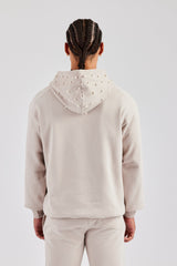 Washed Contrast Stitch Pearl Hoodie - Stone