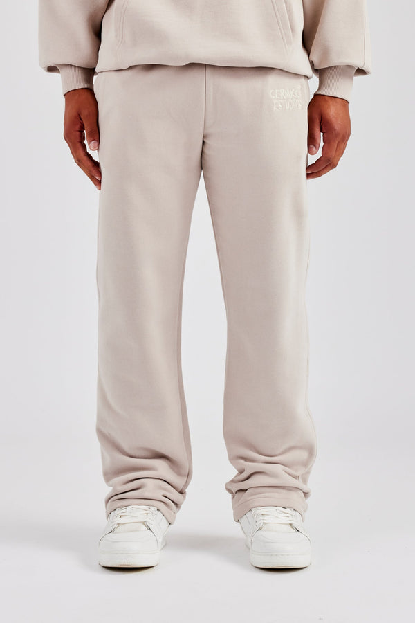 Washed Contrast Stitch Pearl Jogger - Stone