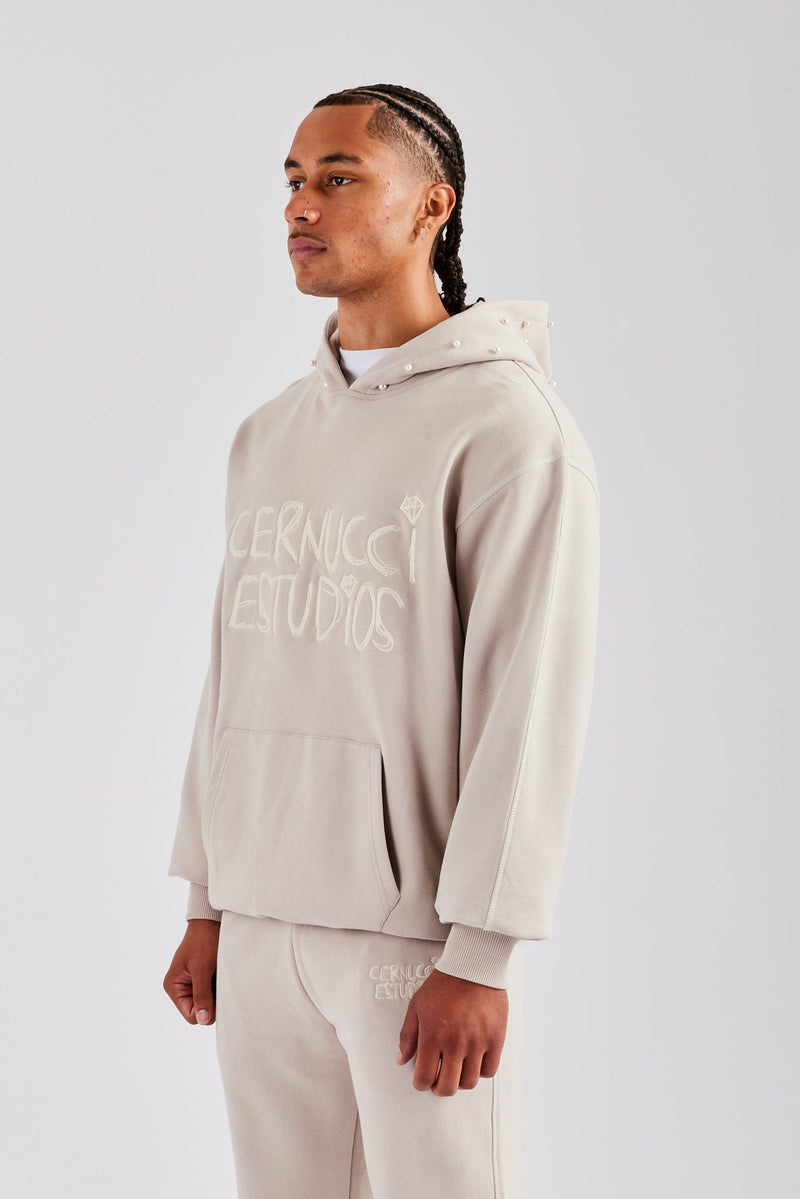 Washed Contrast Stitch Tracksuit - Stone