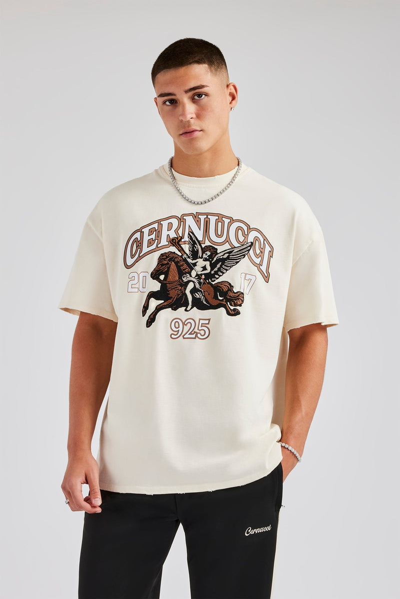 Cherub 925 Applique Graphic T-Shirt - Off White