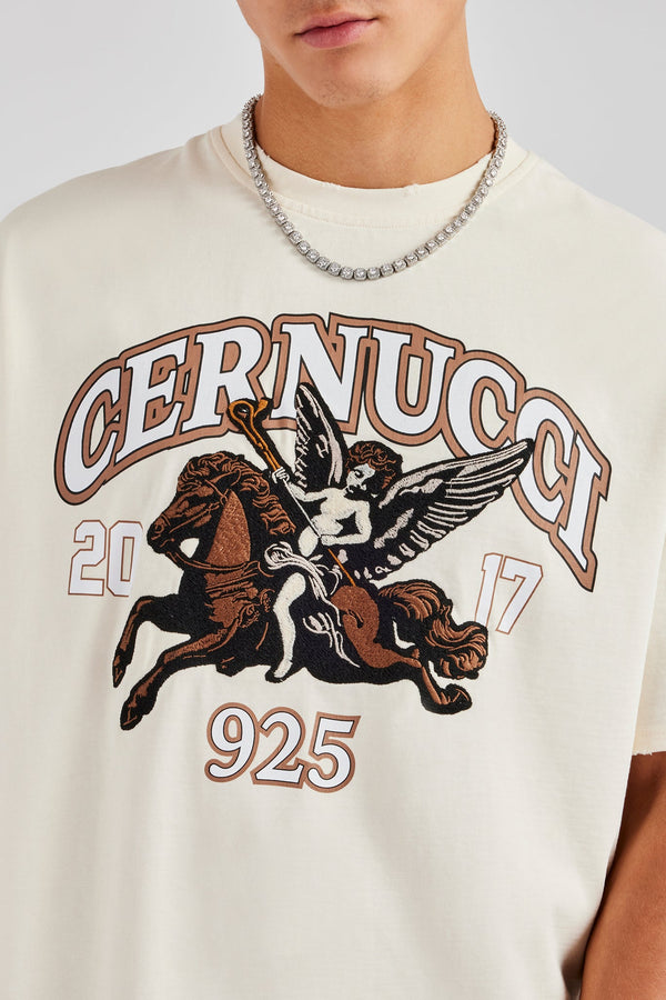 Cherub 925 Applique Graphic T-Shirt - Off White