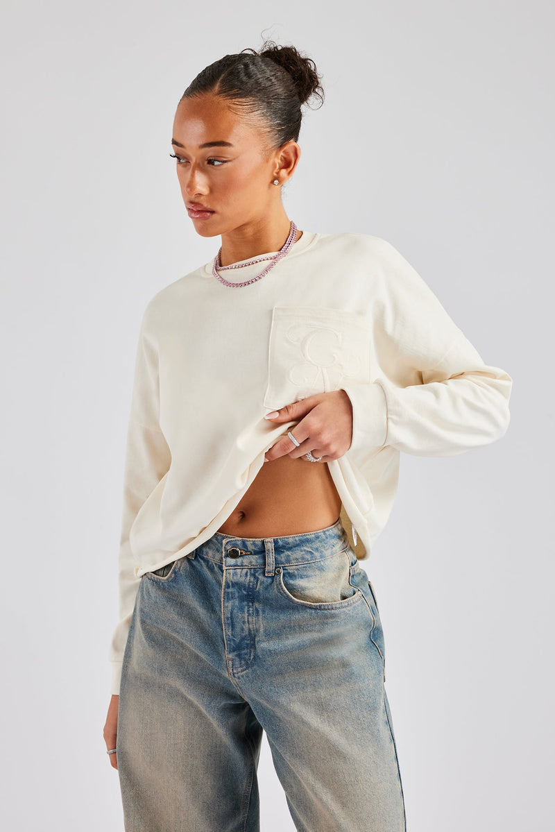 Oversized Boxy Long Sleeve Tee - Off White