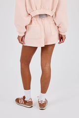 Washed Jersey Short With Distressing - Dusty Pink