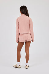 Suede Biker Jacket & Micro Short - Dusty Pink