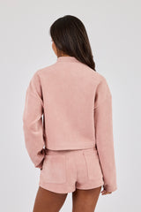 Suede Biker Jacket - Dusty Pink