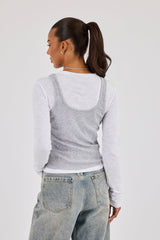 Double Layer Long Sleeve Top - Grey