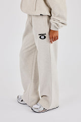 Wide Leg Moto Embroidered Jogger - Ash Grey