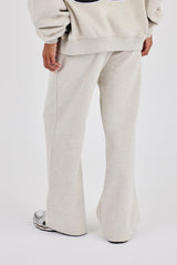 Wide Leg Moto Embroidered Jogger - Ash Grey