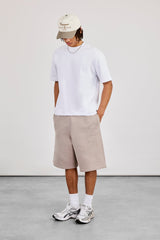 Embroidered Jersey Jort - Stone