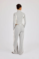 Soft Touch Panelled Fitted Funnel Neck & Panelled Jogger - Grey