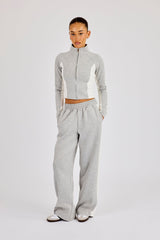 Soft Touch Panelled Fitted Funnel Neck - Grey