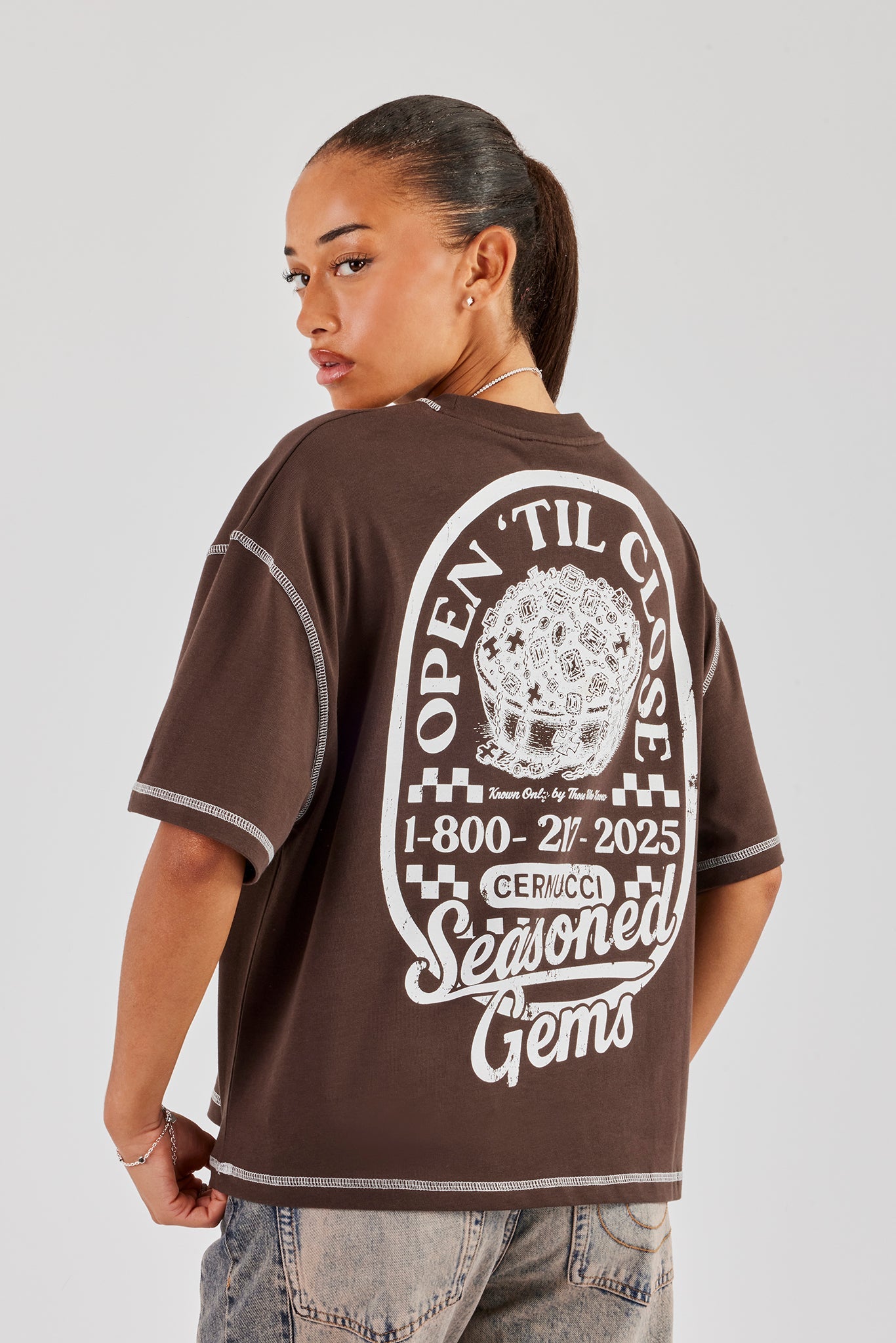 Seasoned Gems Oversized T-Shirt - Chocolate