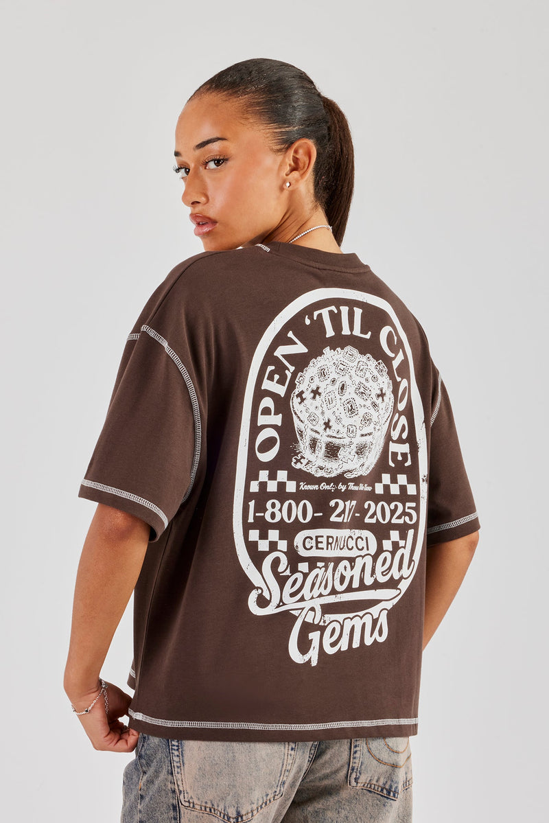 Seasoned Gems Oversized T-Shirt - Chocolate