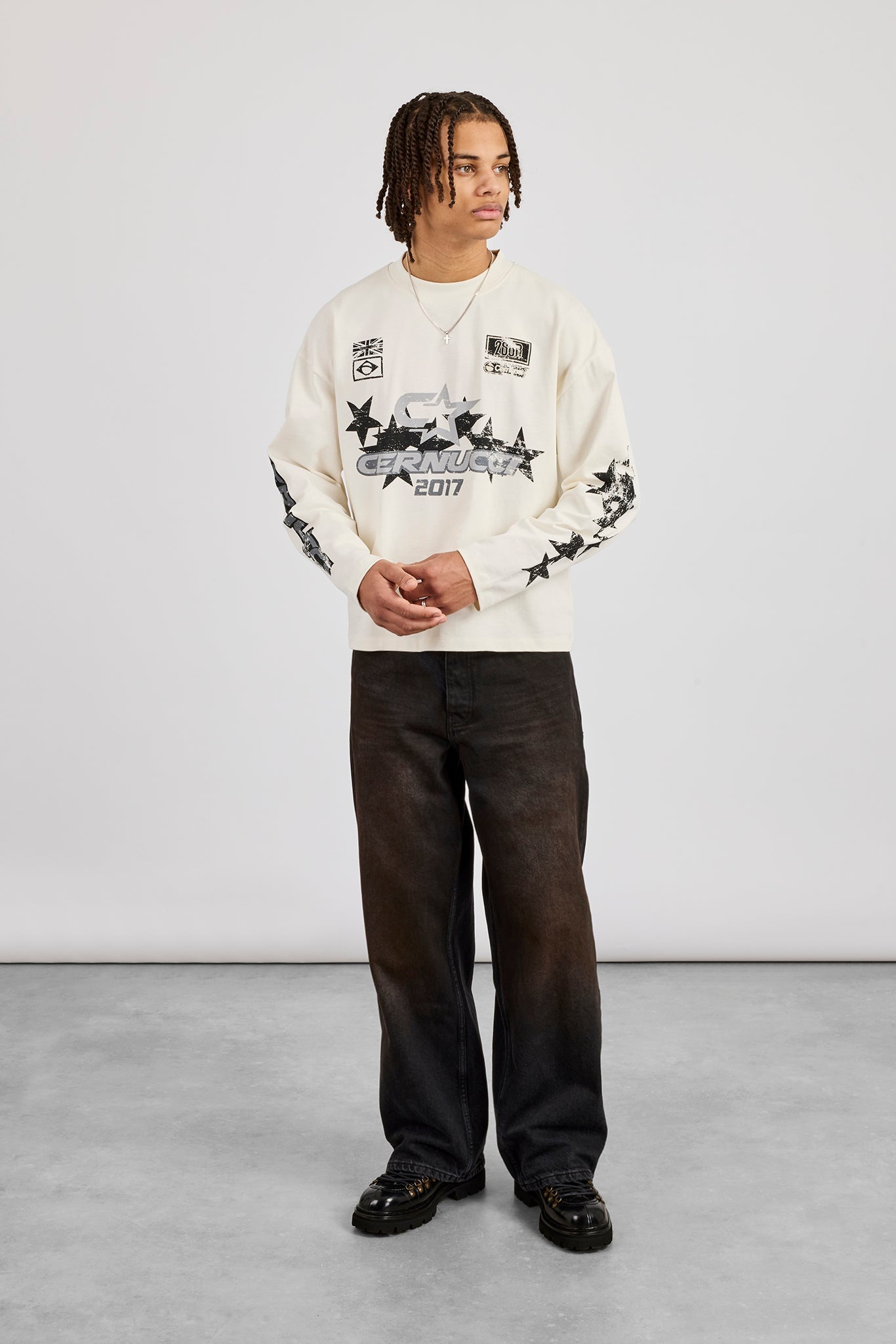 Baggy Fit Dirty Wash Jeans - Black