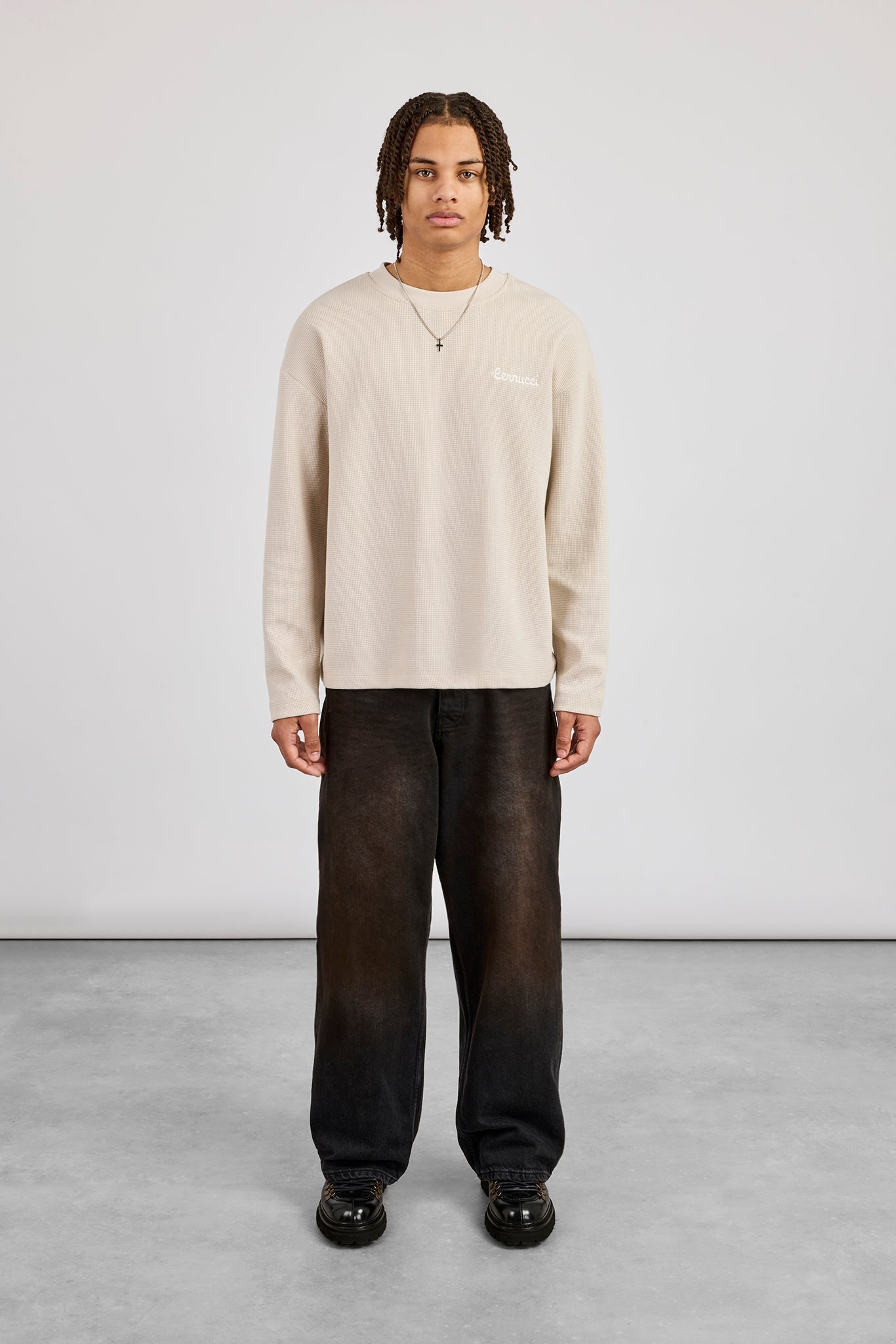 Waffle Long Sleeve T-Shirt - Stone