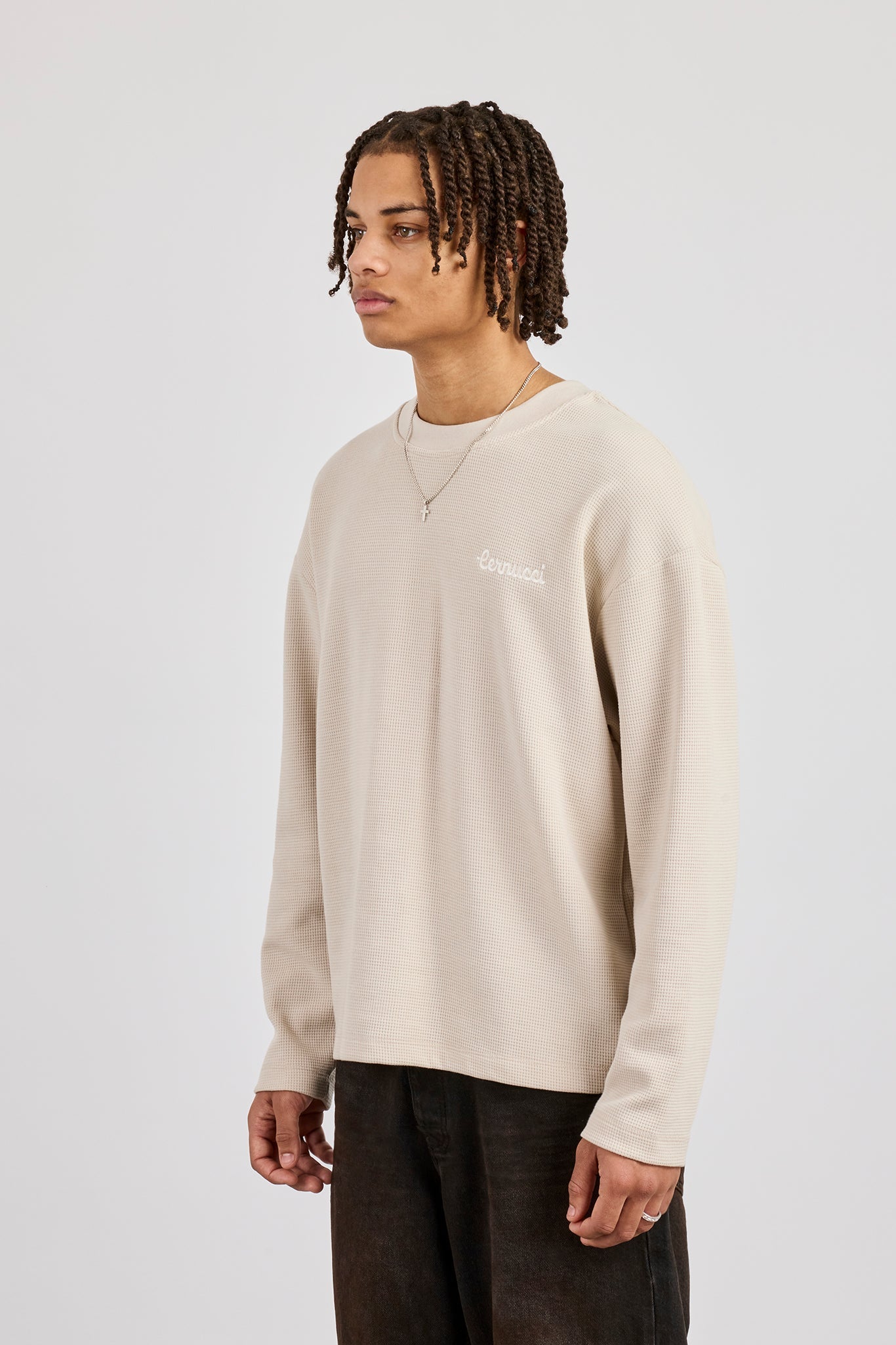 Waffle Long Sleeve T-Shirt - Stone