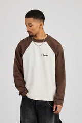 Long Sleeve Contrast Raglan T-Shirt - Off White