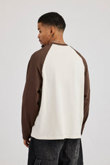 Long Sleeve Contrast Raglan T-Shirt - Off White