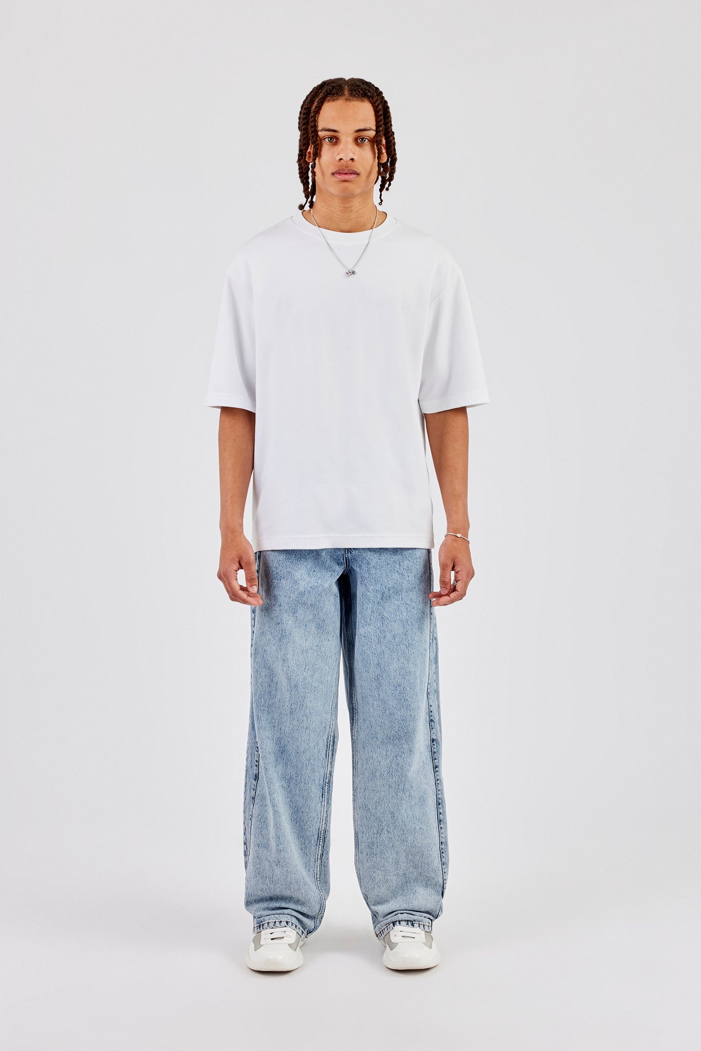 Panelled Baggy Jean - Light Blue