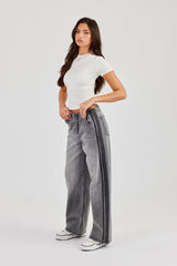 Double Stripe Baggy Jean - Washed Grey