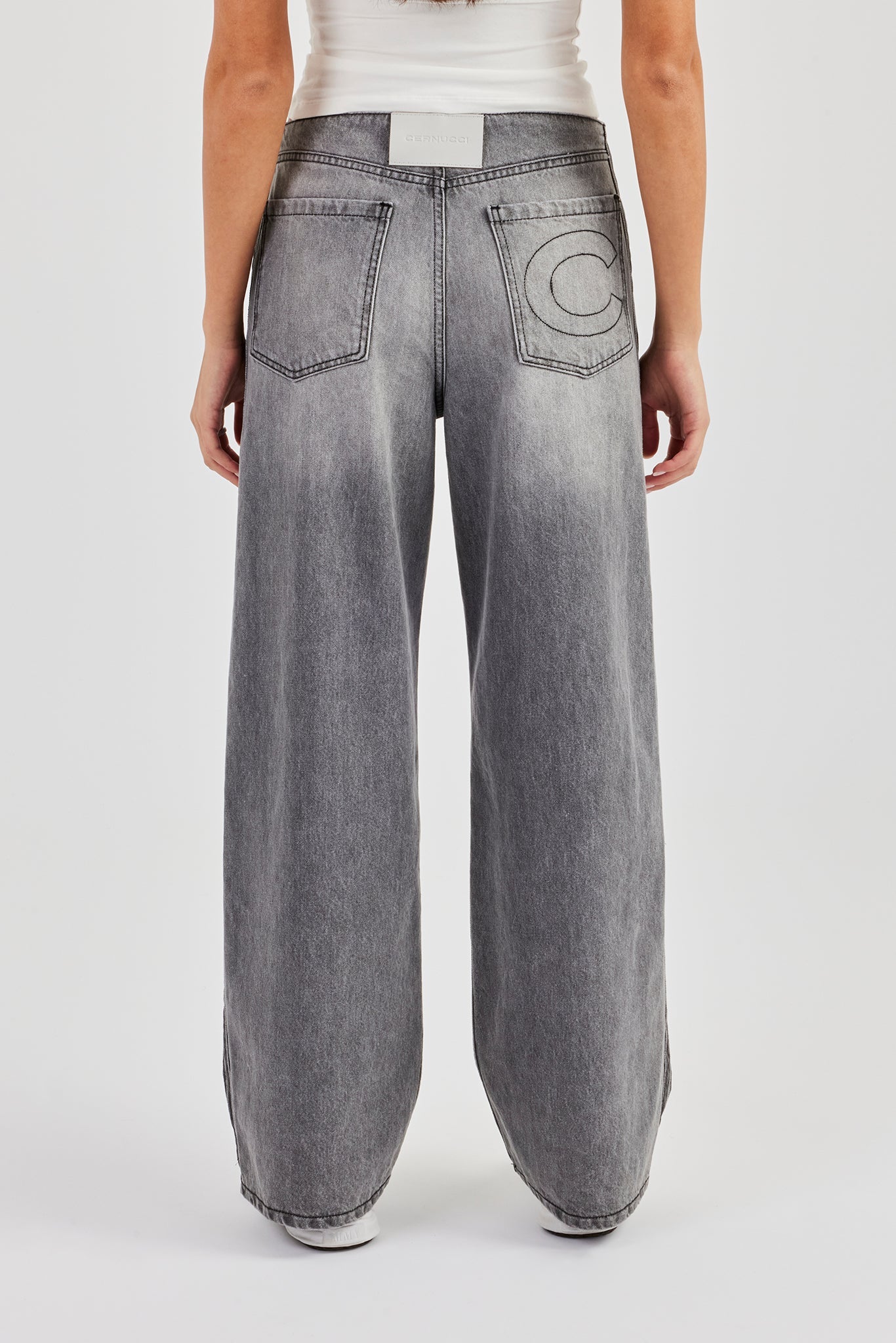 Double Stripe Baggy Jean - Washed Grey