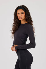 Peached Long Sleeve Top - Black