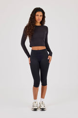 Peached Long Sleeve Top - Black