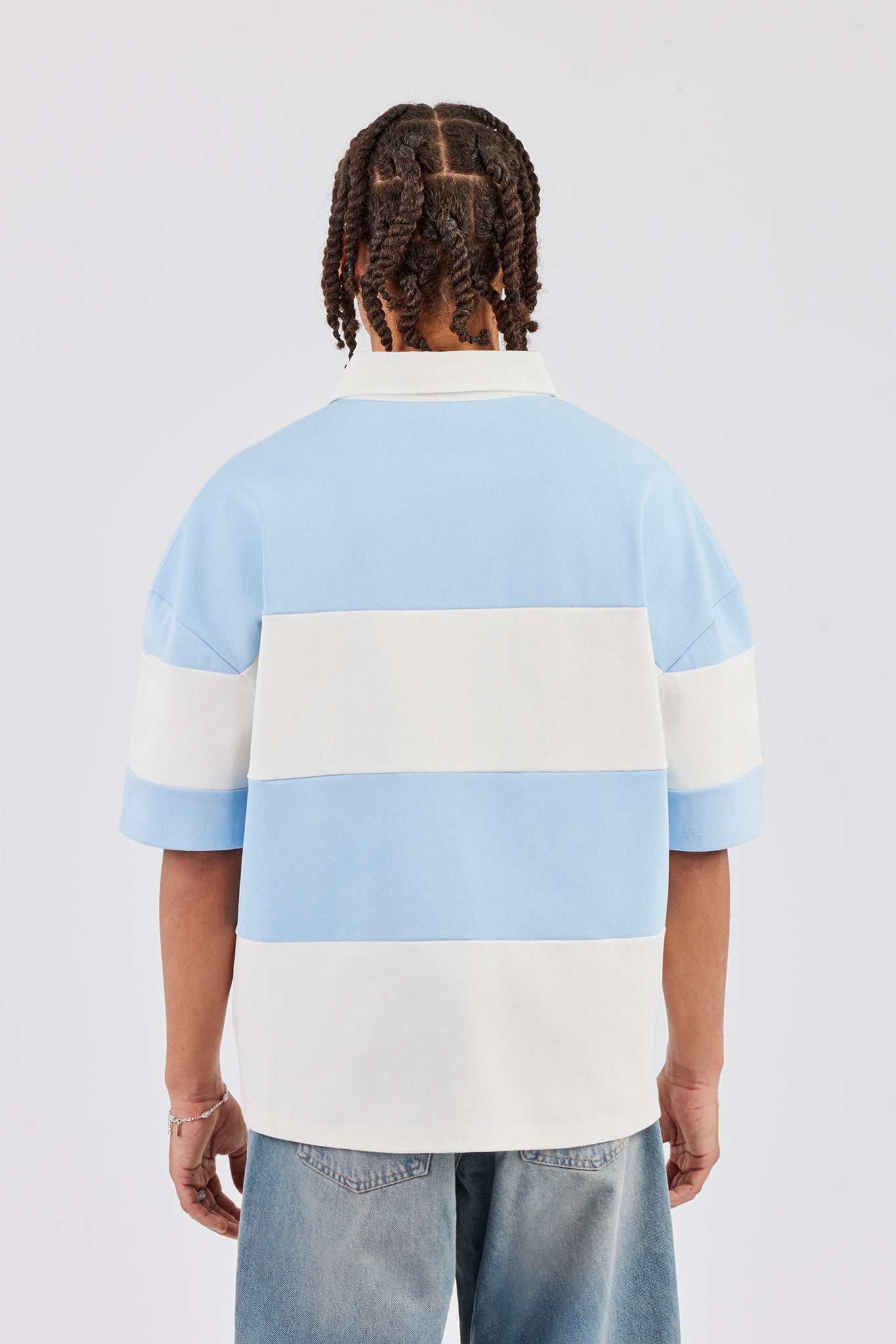 Short Sleeve Boxy Rugy Polo - Blue