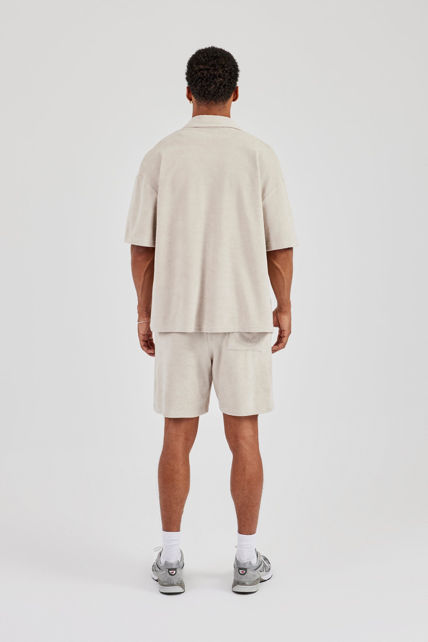 Terry Towelling Boxy Shirt & Short - Beige