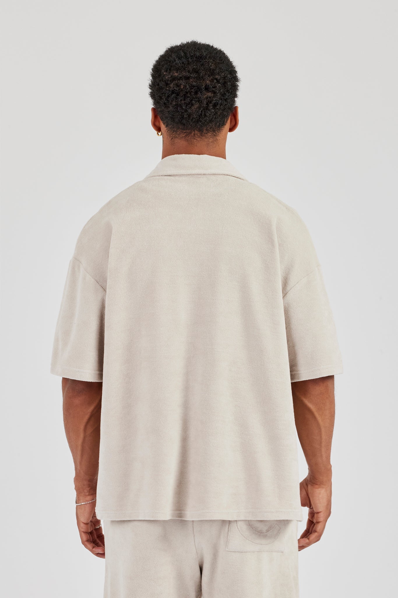 Terry Towelling Boxy Shirt - Beige