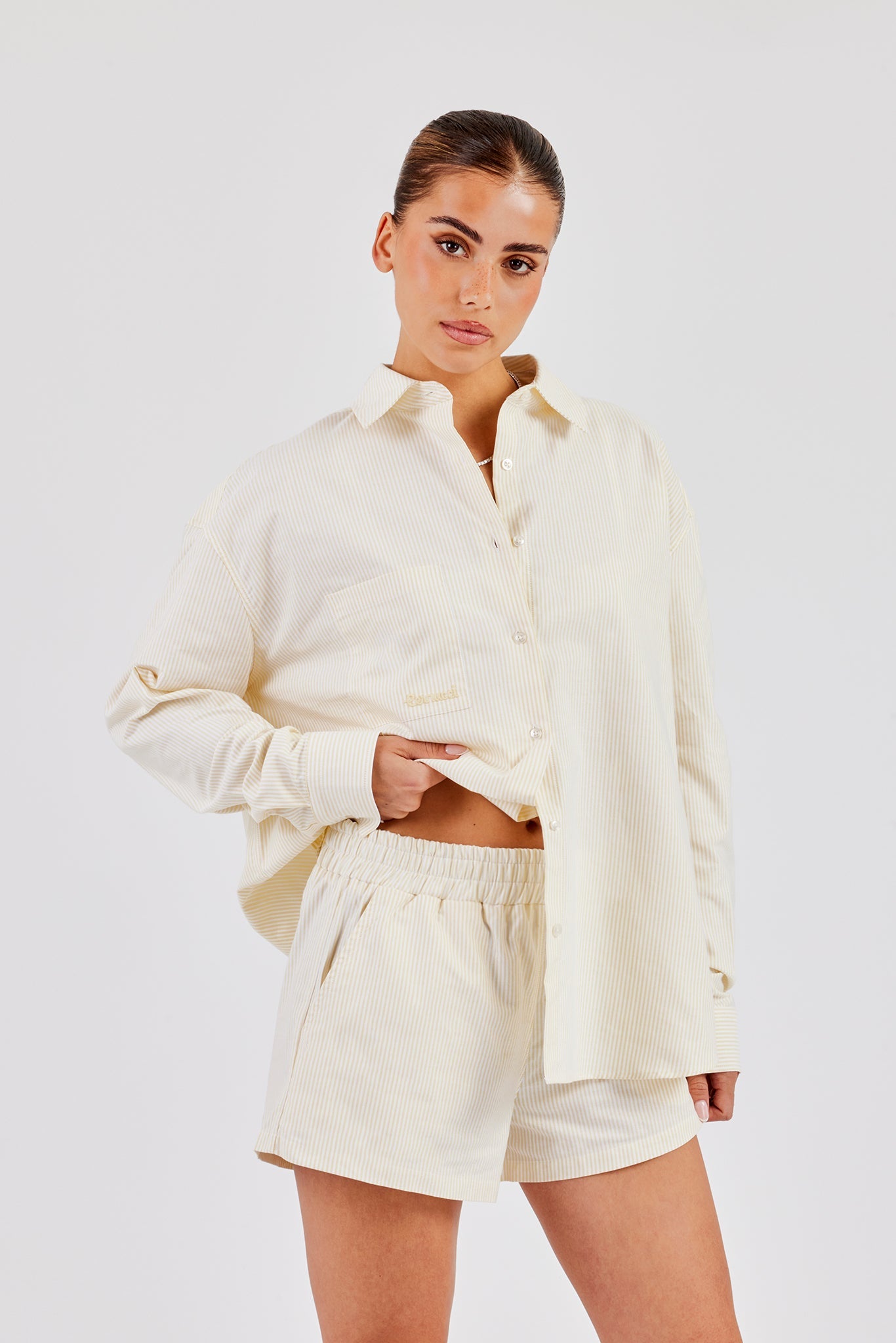 Oversized Stripe Shirt - Butter Yellow