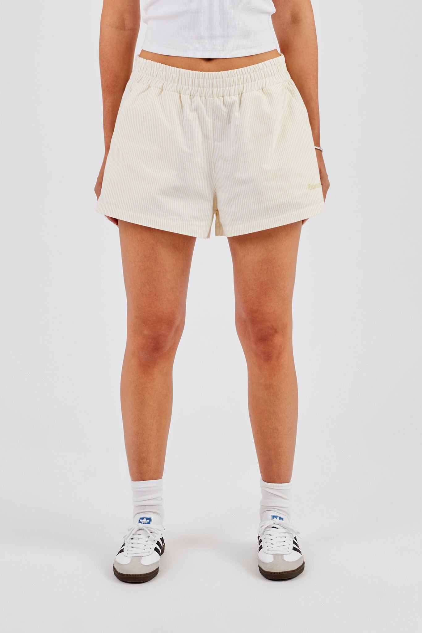 Stripe Button Shorts - Butter Yellow