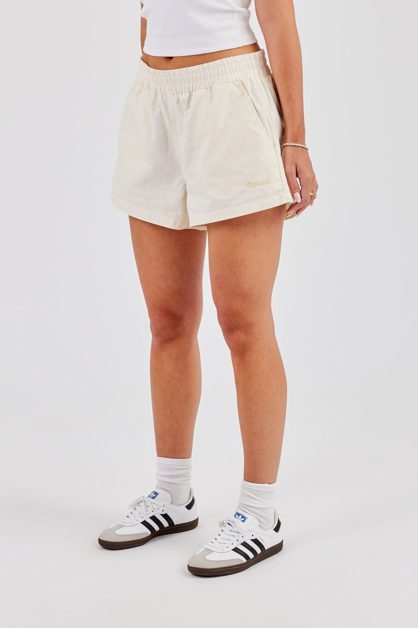 Stripe Button Shorts - Butter Yellow