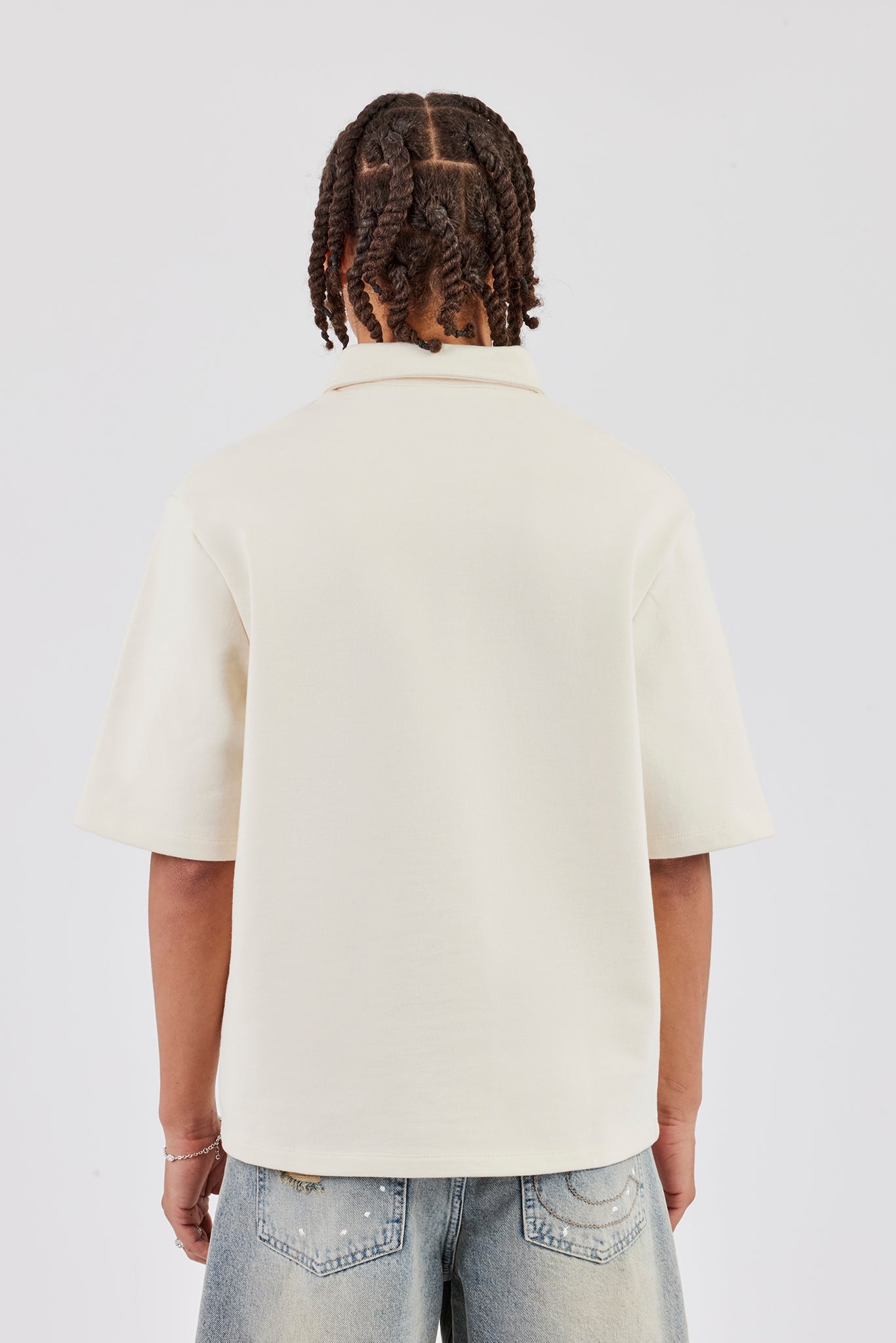 Short Sleeve Rugby Polo Sweatshirt - Off White