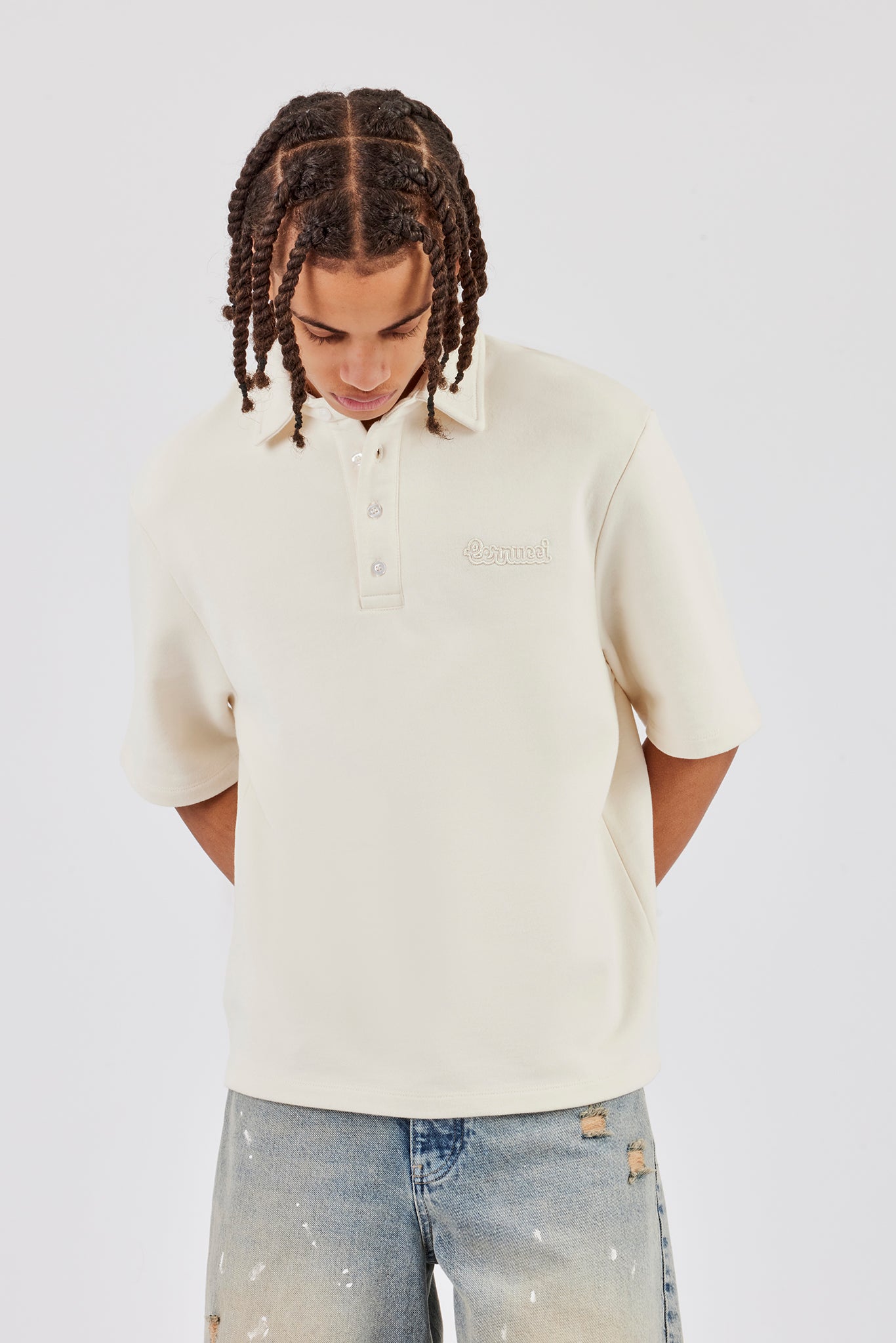 Short Sleeve Rugby Polo Sweatshirt - Off White