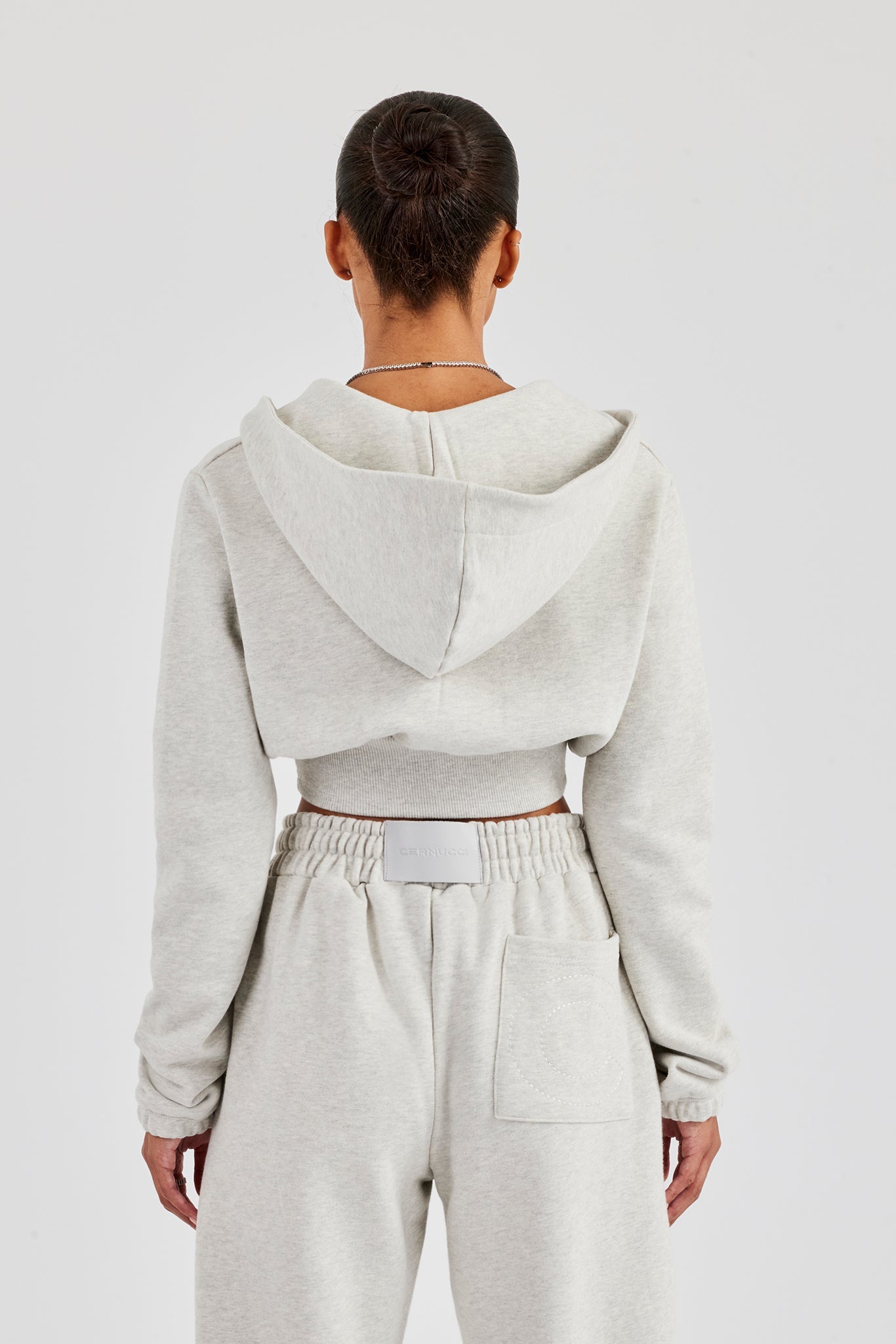 Rib Contrast Fitted Zip Hoodie - Ash Grey | Womens Hoodies