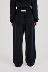 Embroidered Cernucci Wide Leg Jogger - Black