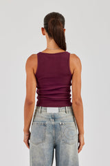 Rib Glitter Applique Vest - Burgundy